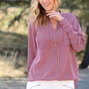 Cabi Franklin Striped Long Sleeve Blouse Style #5335